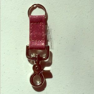 Princess pink sparkle vinyl snap clasp keychain